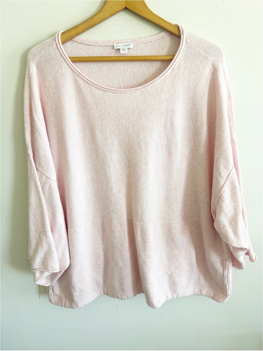 J.Jill cotton cashmere pink batwing kimono knit sweater size XL